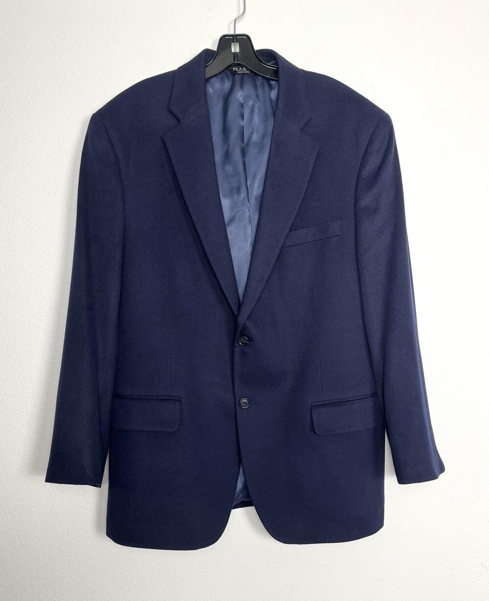 Jos A Bank Blazer Jacket Mens 44R Navy Blue Wool Cashmere 2 Button Sport Coat